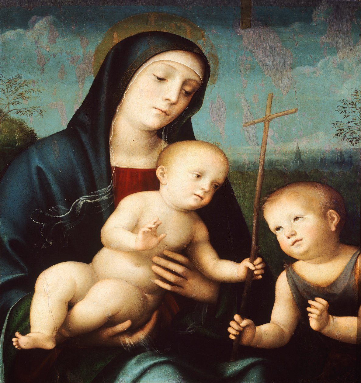 Madonna med barnet og døperen Johannes, av Francesco Francia (1450-1517) av Francesco Francia