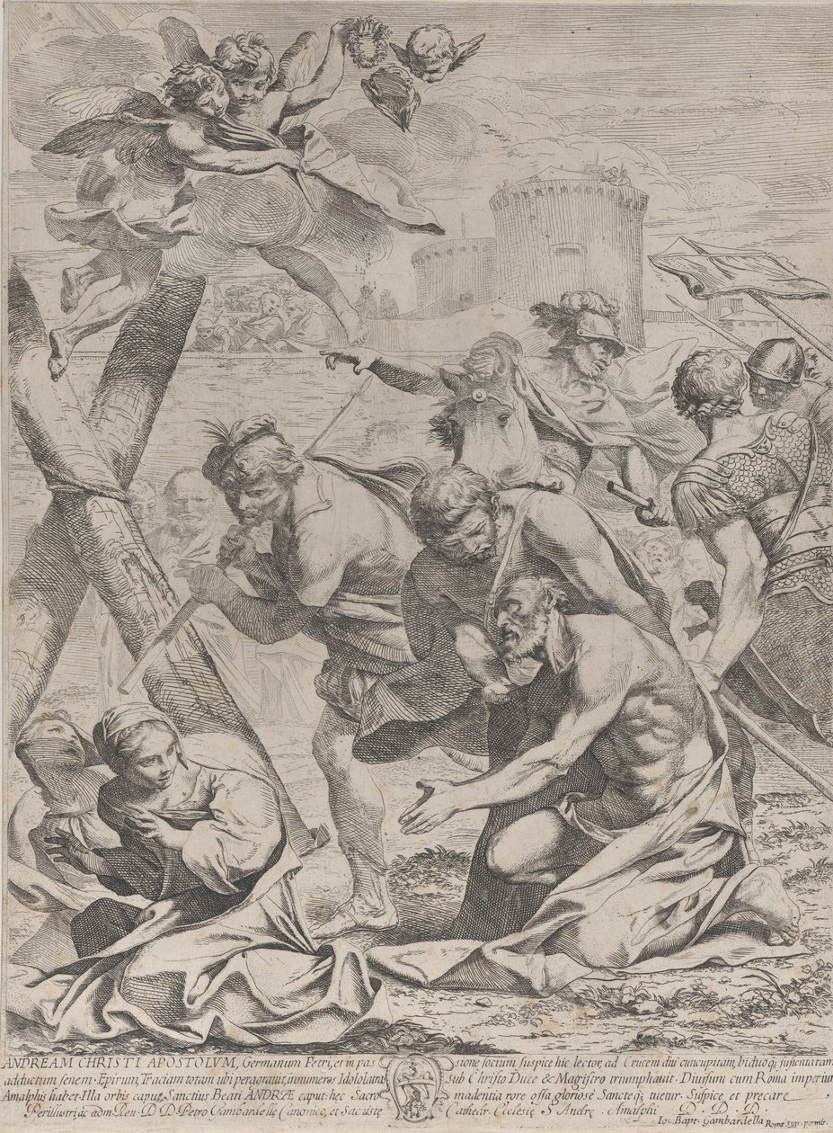 Saint Andrew ber foran et krusifiks, 1640-70. av Francesco Giovani