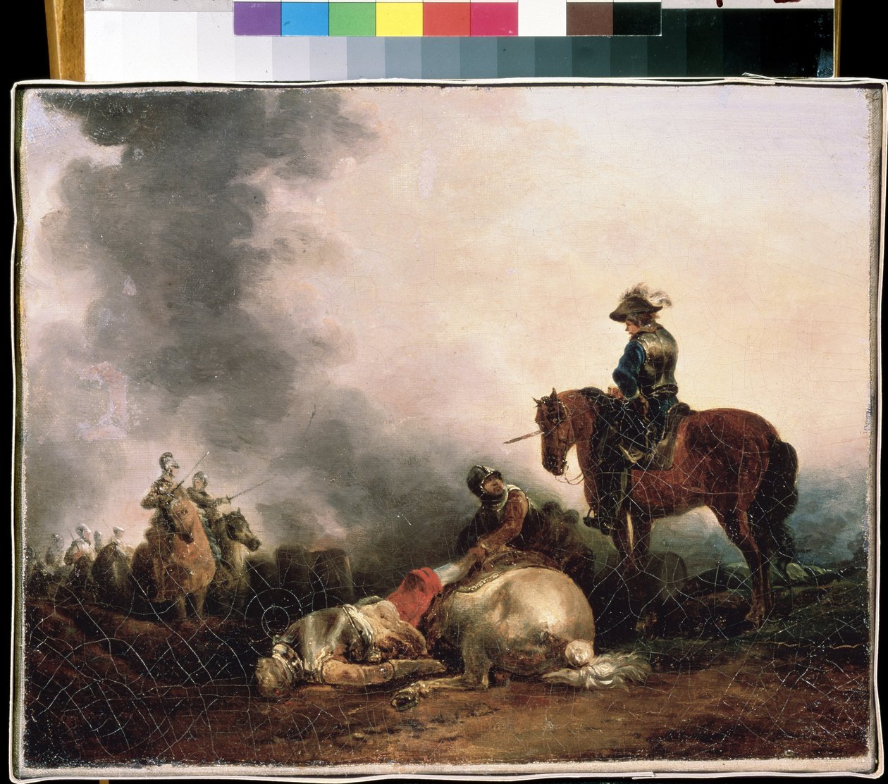 ""Etter slaget"" (Etter slaget) Allegori om krig, en kriger dreper. Maleri av Francesco Giuseppe Casanova (1727-1802) Mikhail Kroshitsky kunstmuseum, Sevastopol (Sevastopol) Ukraina av Francesco Giuseppe Casanova