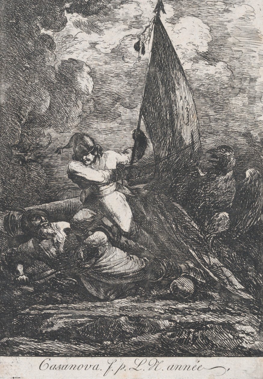 Slagscene, muligens 1700-tallet. av Francesco Giuseppe Casanova