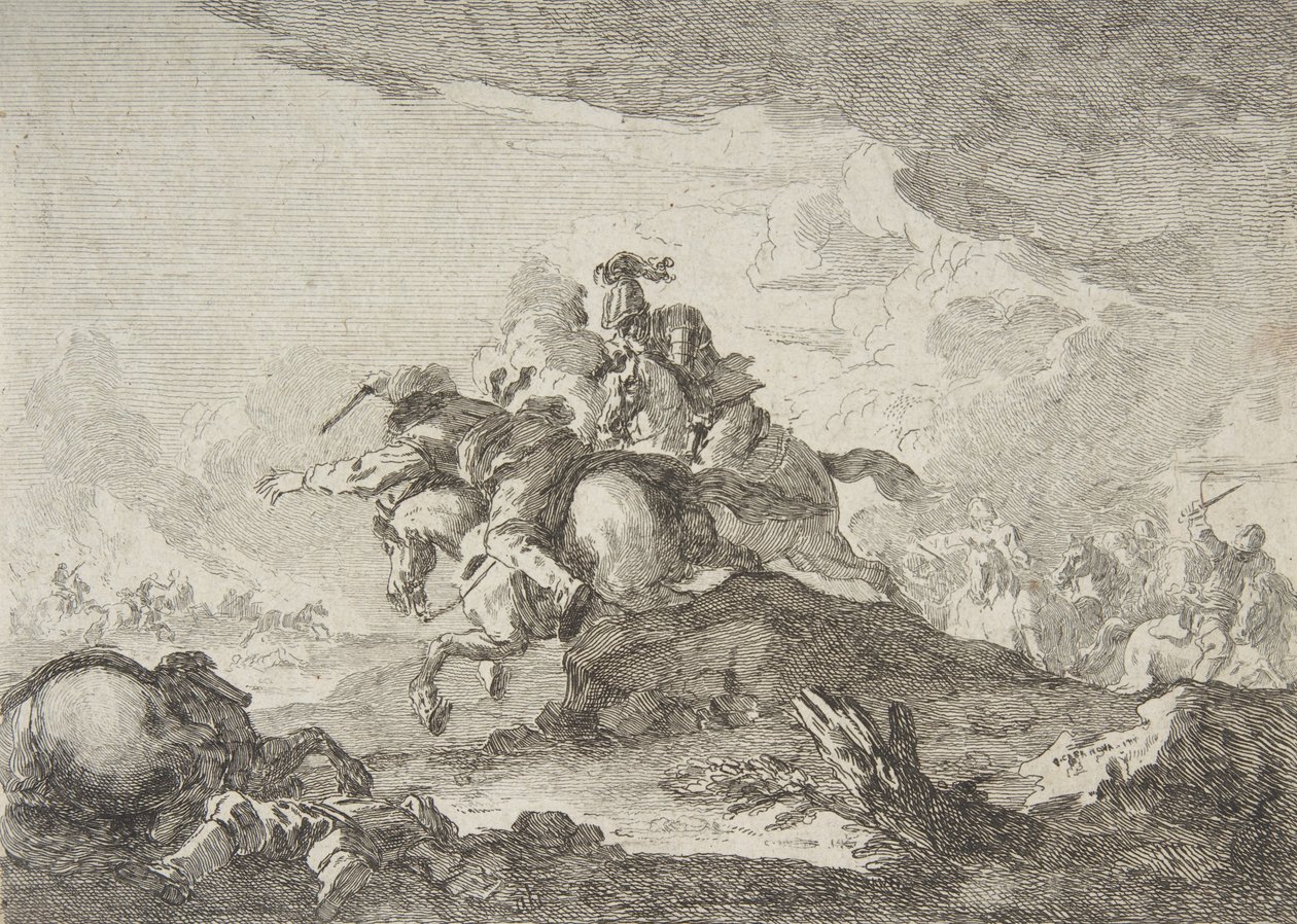 Cavalry Charge, midten til slutten av 1700-tallet. av Francesco Giuseppe Casanova