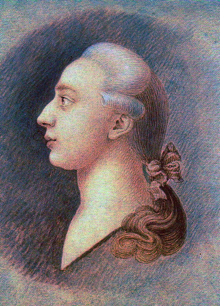 Portrett av Giacomo Casanova (1725-1798) - av Francesco Giuseppe Casanova (1727-1802), ca. 1750 - Sanguine, svart og hvitt kritt på papir - State History Museum, Moskva av Francesco Giuseppe Casanova