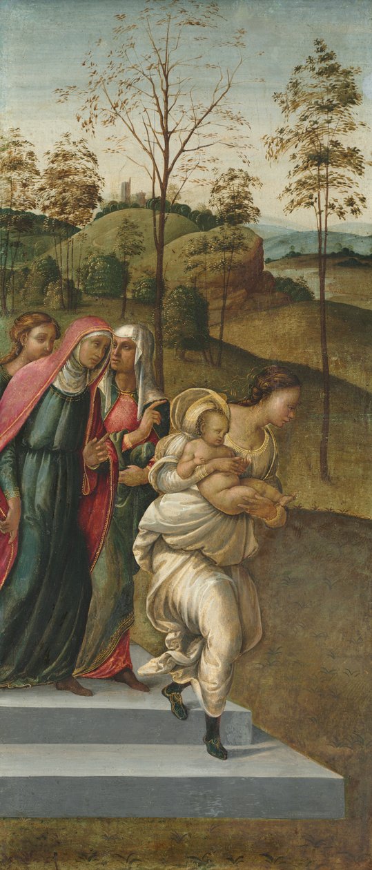 Døperen Johannes ble båret til Sakarias, ca. 1510. av Francesco Granacci