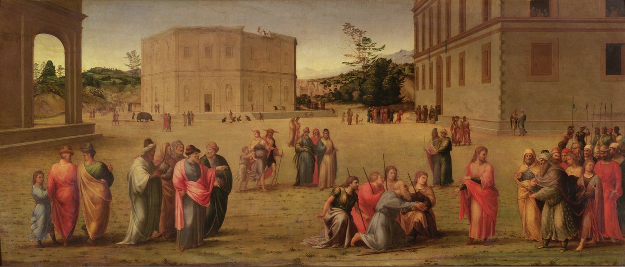 Josef presenterer sin far og sine brødre for farao, ca. 1515 av Francesco Granacci