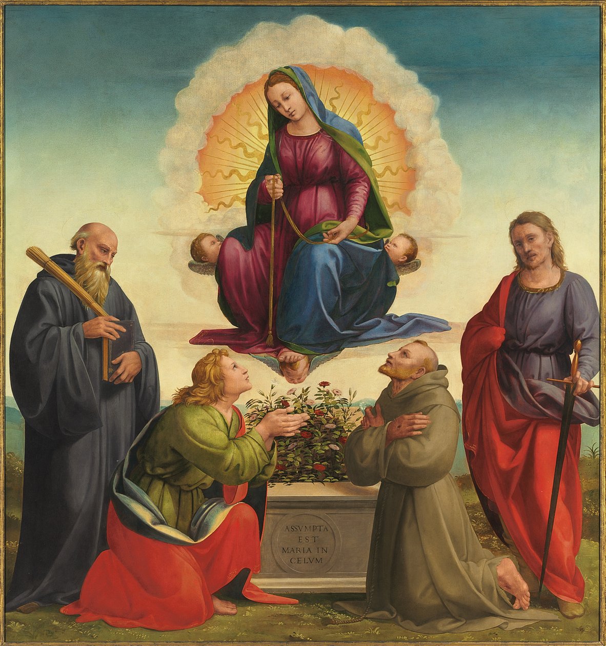 Madonna delle Cintola med Saints Benedict, Thomas, Francis og Julian av Francesco Granacci