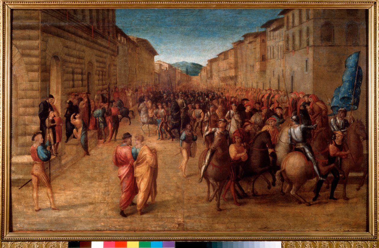 Kongen av Frankrike Charles VIII gikk inn i Firenze i november 1494 (maleri av Francesco Granacci