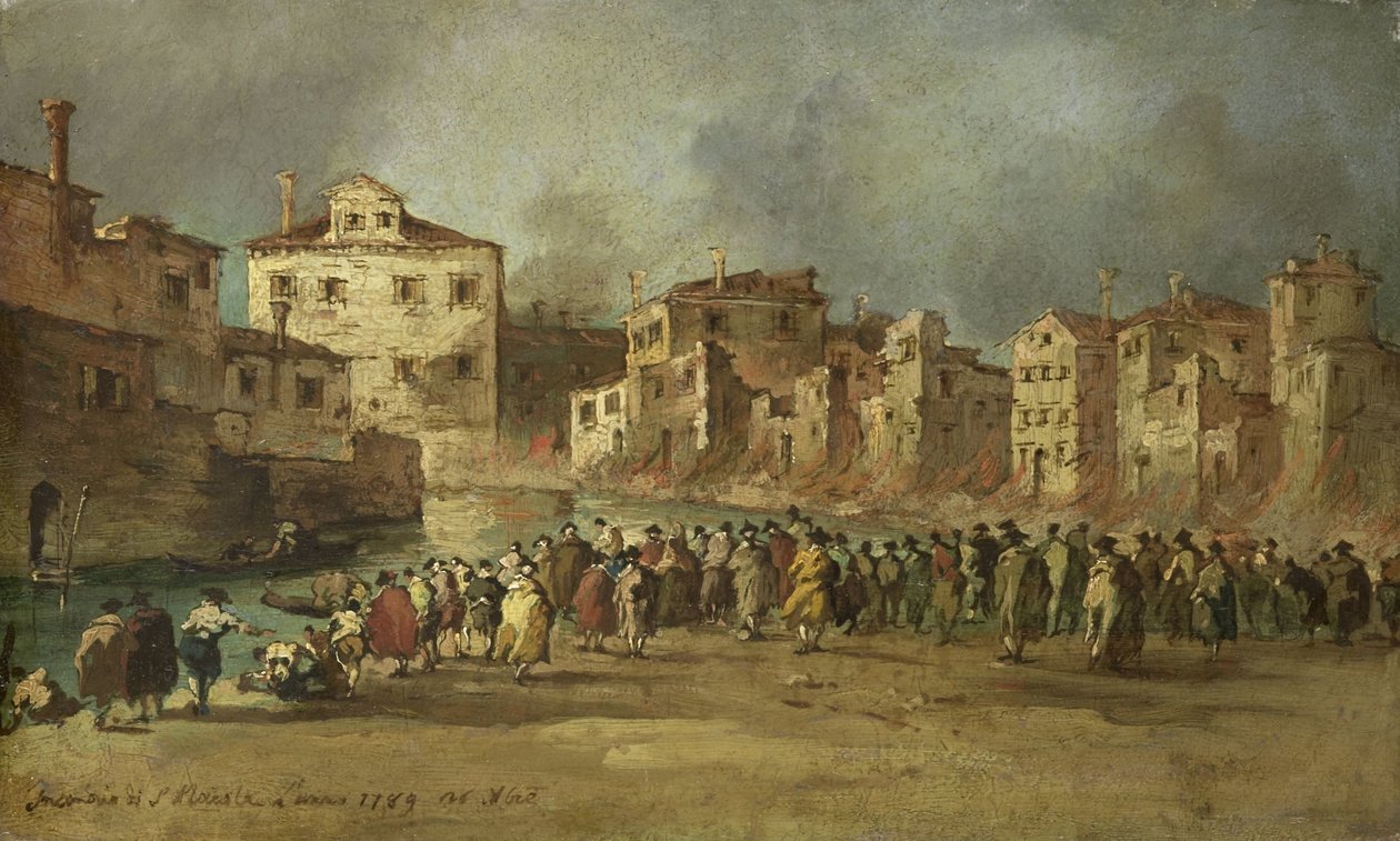 Brannen i San Marcuola-kvarteret i Venezia, 28. november 1789 av Francesco Guardi (copy after)