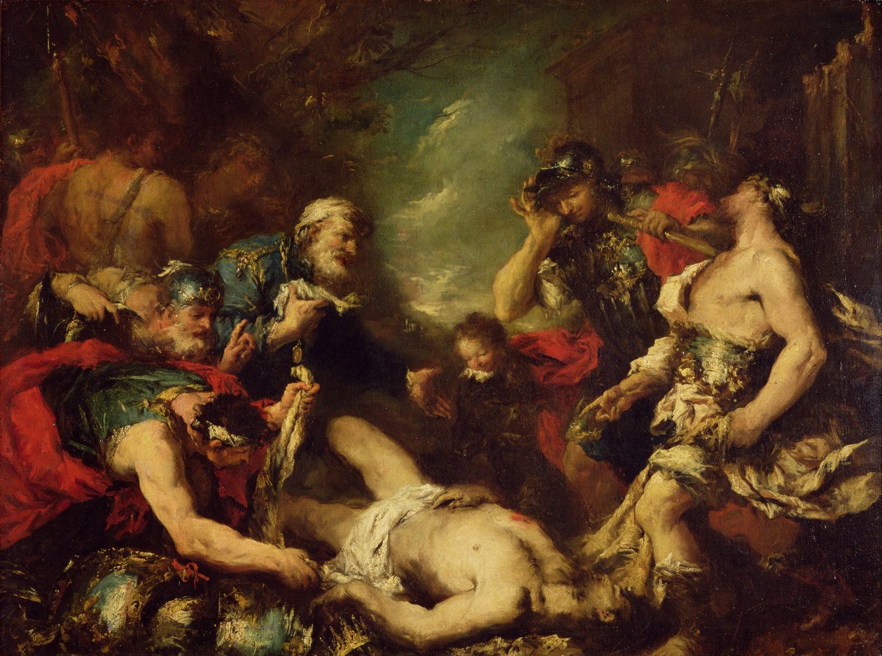 Alexander den store før liket av Dareios III, 330 f.Kr., 1700-tallet av Francesco Guardi