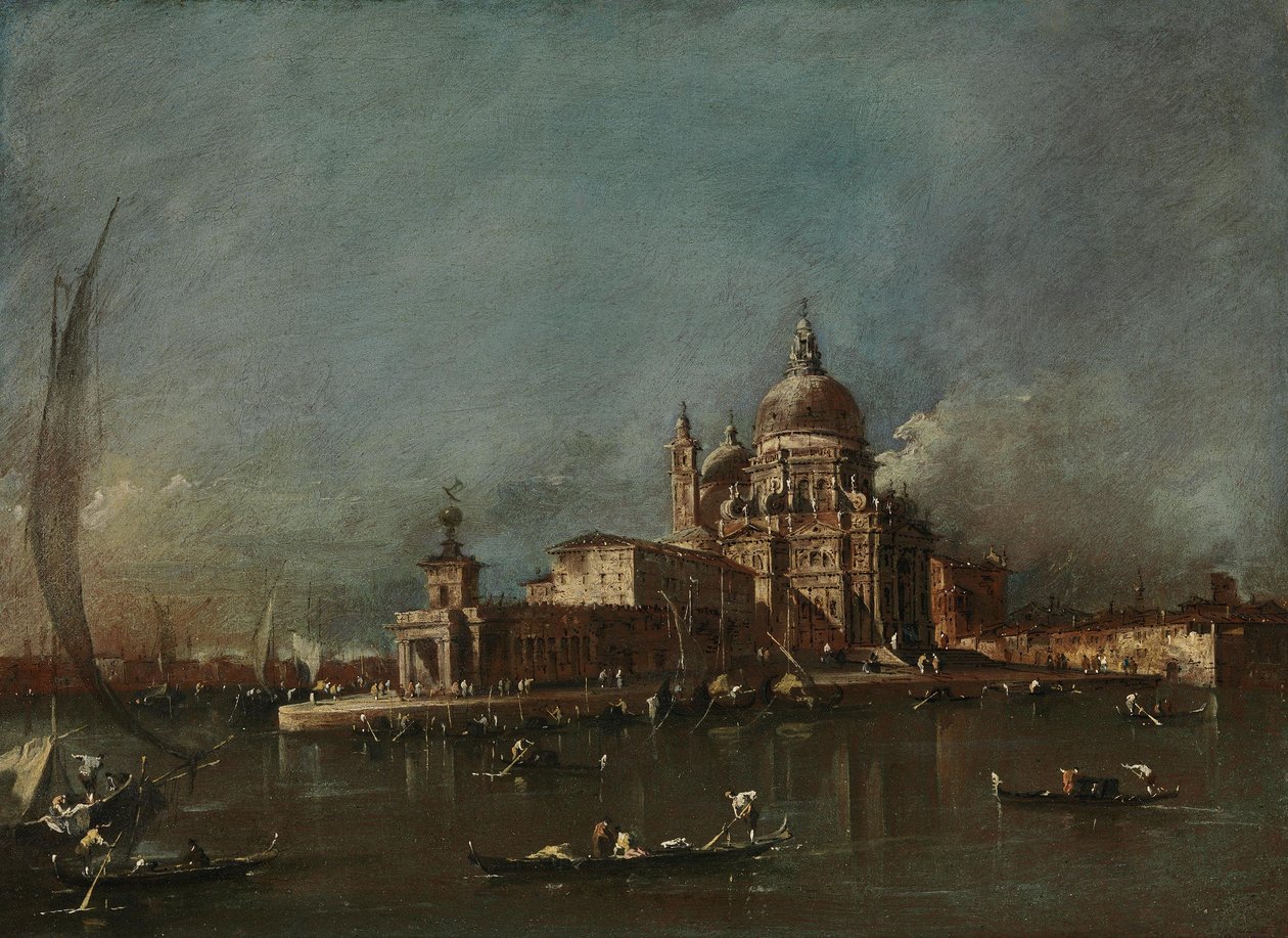 Utsikt over Santa Maria della Salute og Dogana av Francesco Guardi