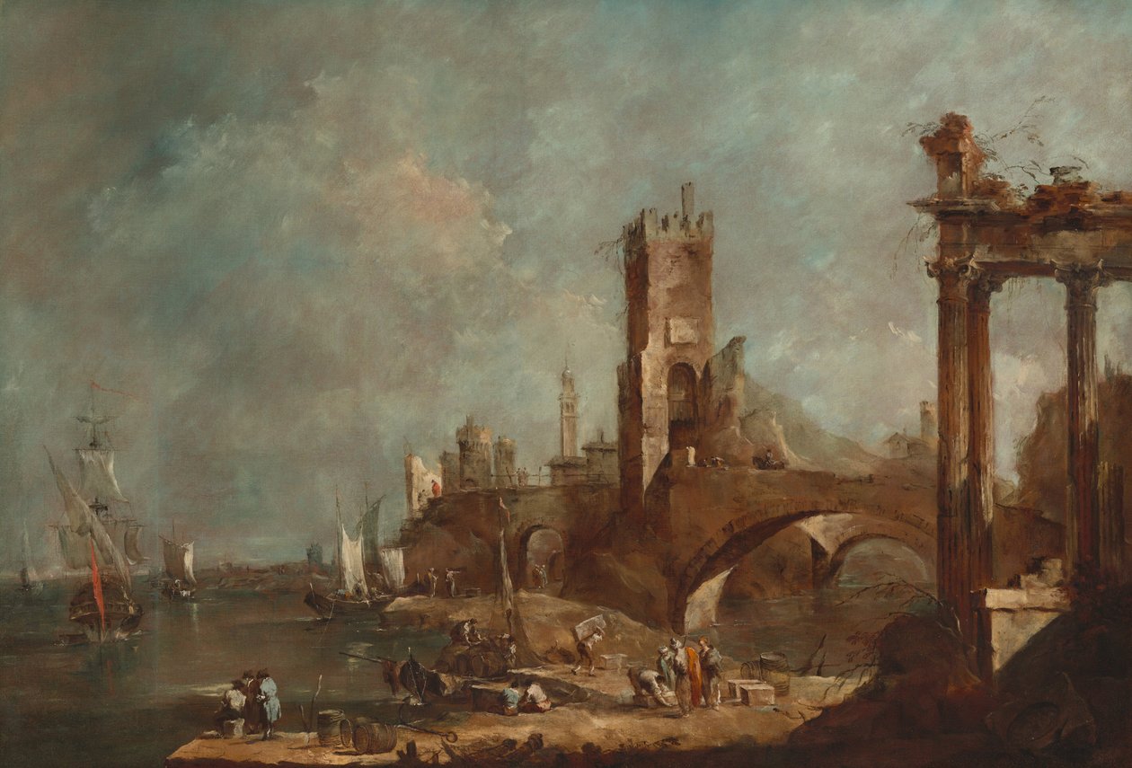 Capriccio av en havn av Francesco Guardi