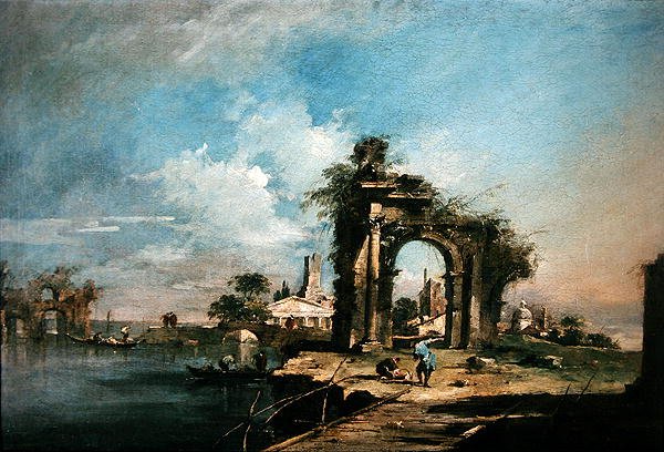Capriccio med en ødelagt bue (olje) (se 35489) av Francesco Guardi