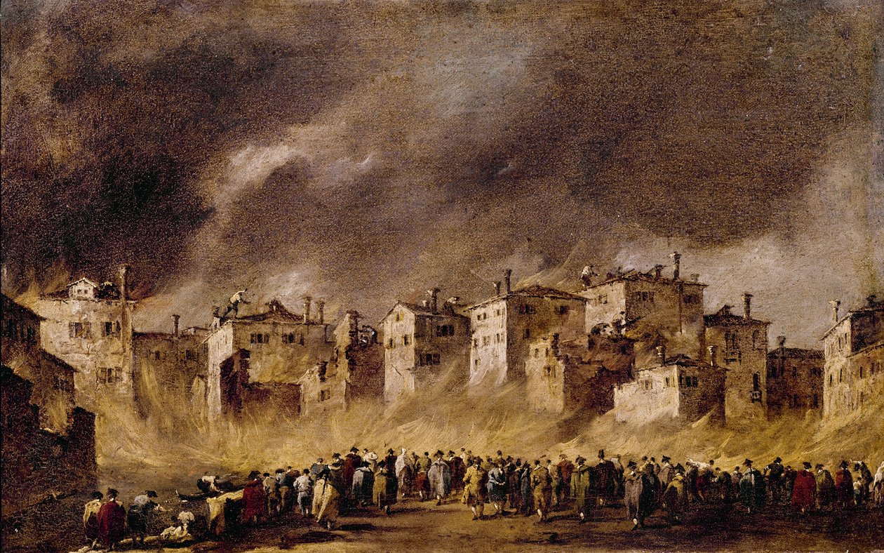 Brann i oljedepotet i San Marcuola, 1790 av Francesco Guardi