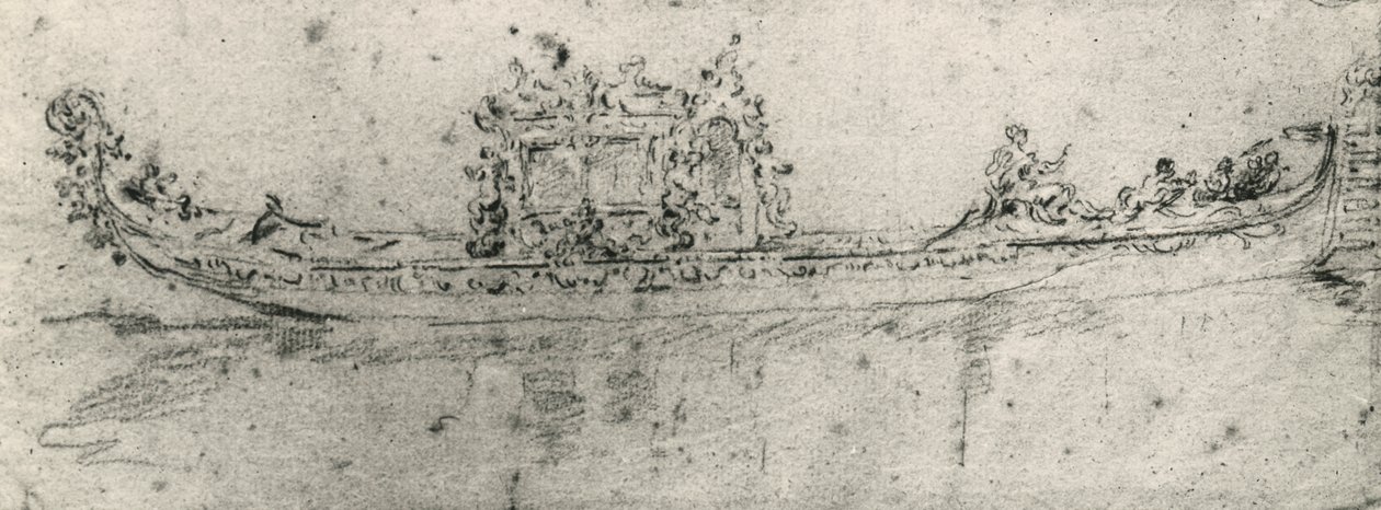 Gondol reservert for ambassadører, av Francesco Guardi (1712-1793), tegning. av Francesco Guardi
