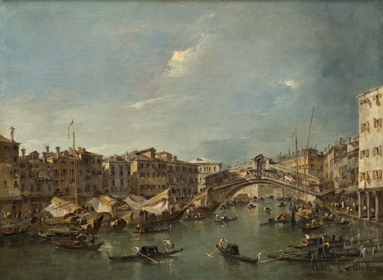 Canal Grande med Rialtobroen, Venezia av Francesco Guardi