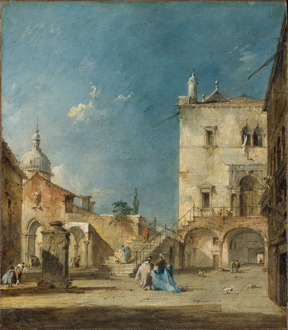 Imaginær utsikt over en venetiansk plass eller Campo, ca. 1780 av Francesco Guardi