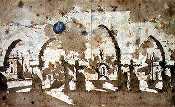 Labyrint i Villa Pisani Gardens, Vicenza (akvarell på papir) av Francesco Guardi