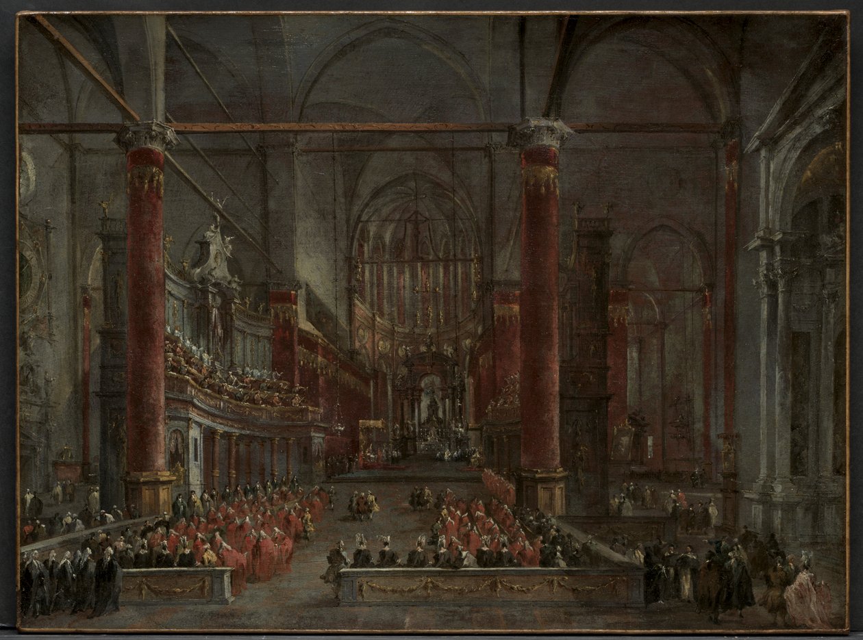 Pavelig seremoni i SS. Giovanni e Paolo, Venezia, 1782 av Francesco Guardi