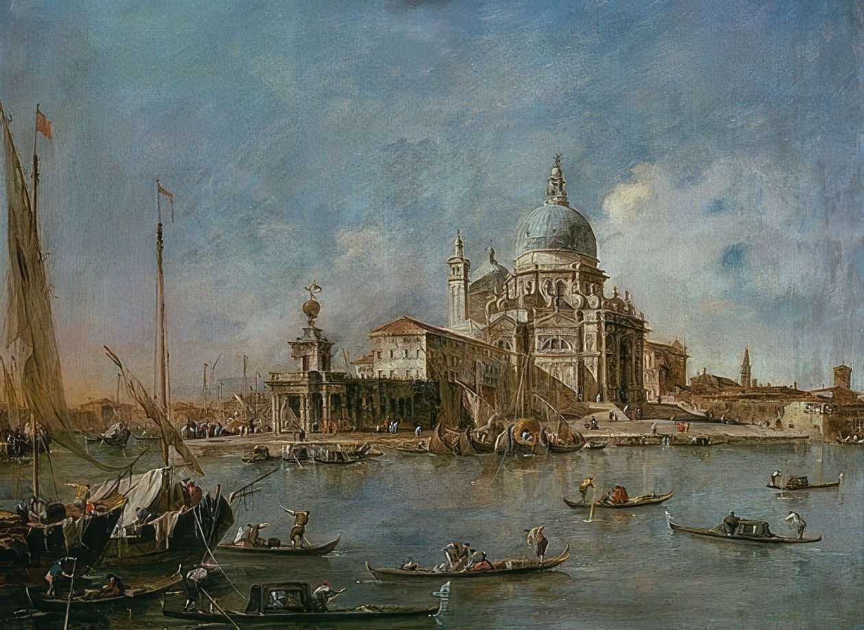 Punta Della Dogana med Santa Maria della Salute. Um 1770 av Francesco Guardi