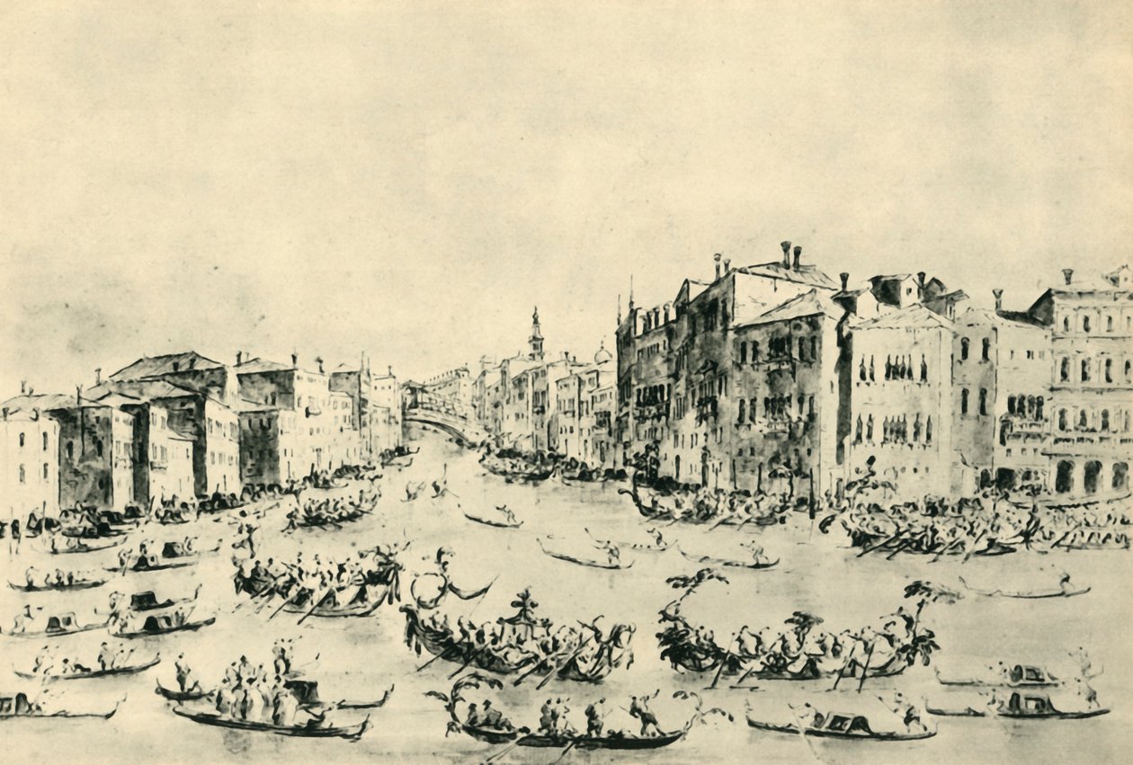 Regatta på Canal Grande, Venezia, midten av slutten av 1700-tallet, 1943. av Francesco Guardi