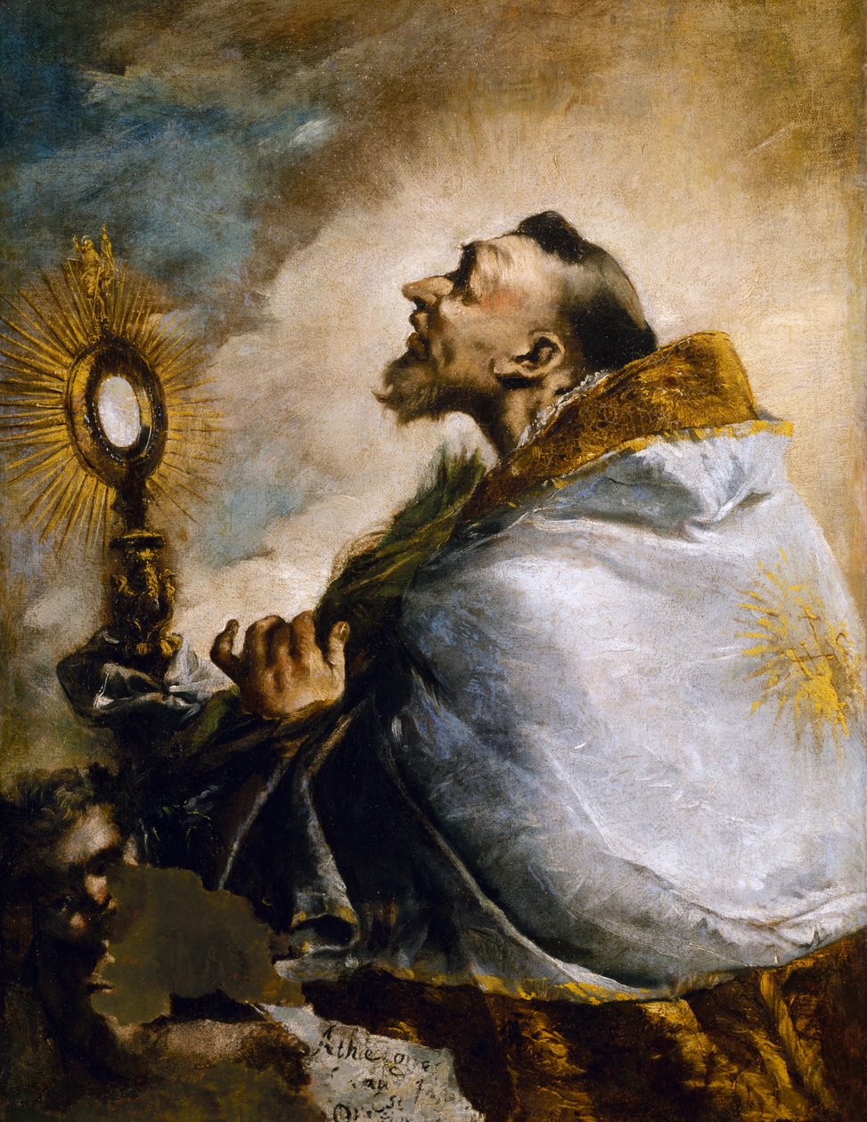 Helgen i tilbedelse av den hellige eukaristien eller den hellige Norbert i ekstase av Francesco Guardi
