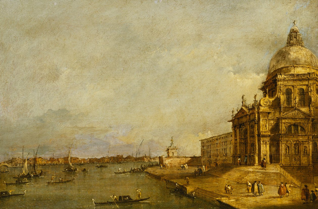 Santa Maria delle Salute og inngangen til Canal Grande, Venezia, med utsikt mot øst, av Francesco Guardi