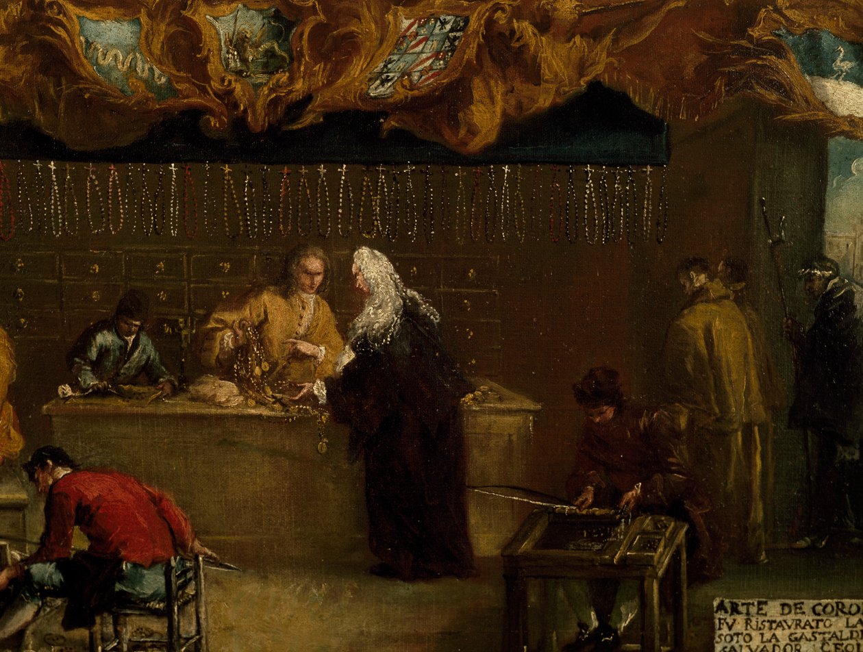Skilt til Guild of Coroneri, av Francesco Guardi (1712-1793), Italia av Francesco Guardi