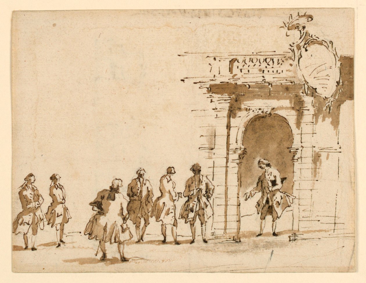 Skisse for en mottakelse på Palazzo Surian av Francesco Guardi