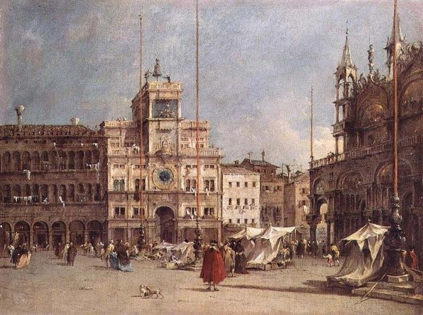 Klokketårnet, Venezia (olje på lerret) av Francesco Guardi