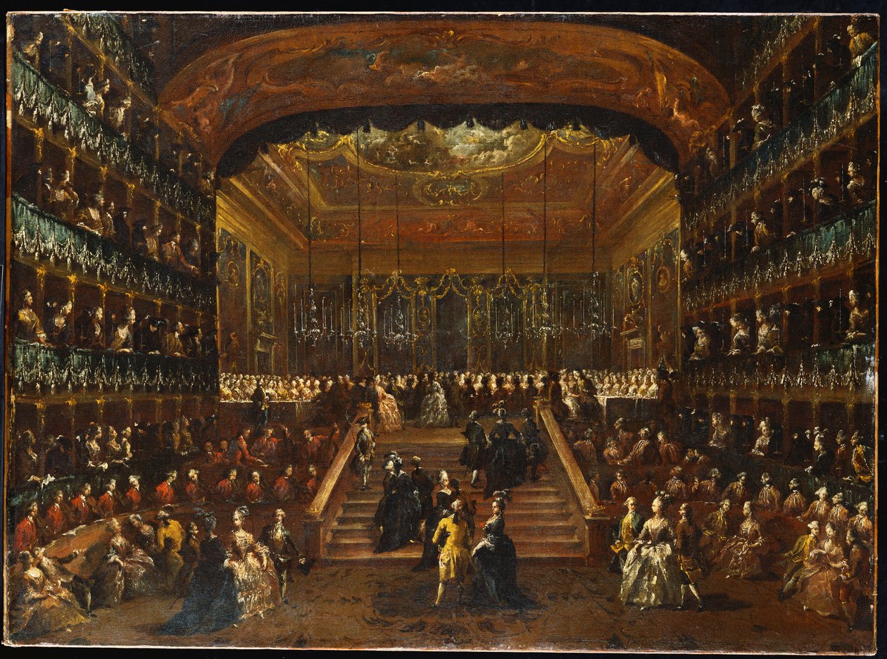 Middagen og ballet i Teatro San Benedetto Venezia, til ære for Conti Del Nord, 22. januar 1782 av Francesco Guardi