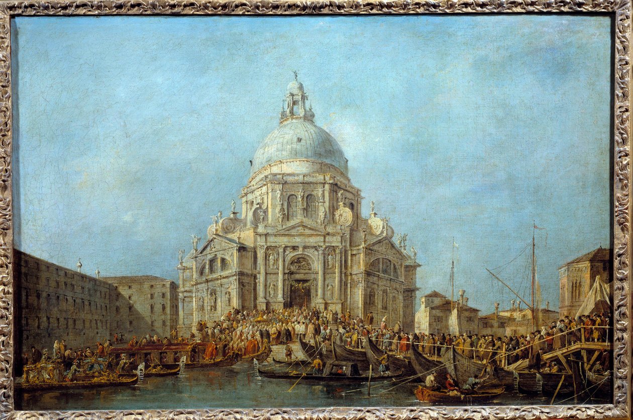 Dogen av Venezia går til kirken Santa Maria della Salute 21. november, dagen for markeringen av slutten på pesten i 1630. Dette er trolig Doge Alviso IV Mocenigo (1763-1778). Maleri av Francesco Guardi (1712-1793) 1775-1780 Su av Francesco Guardi