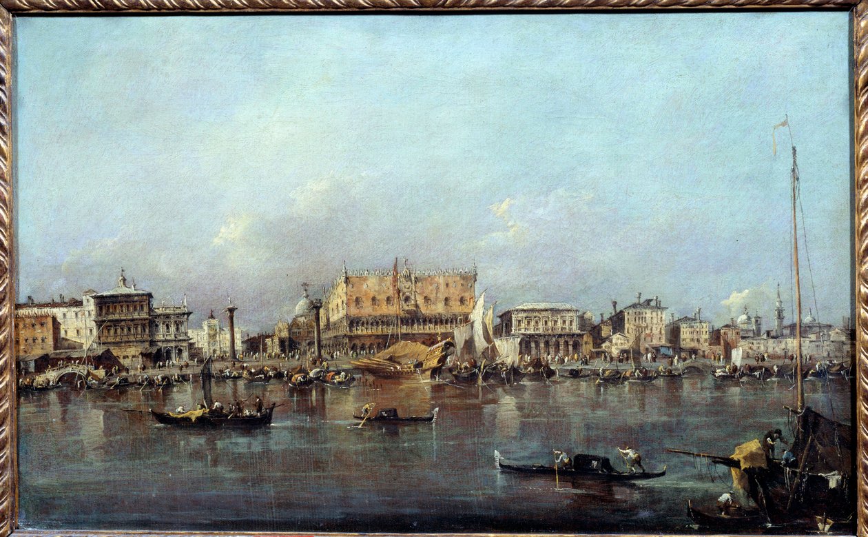 Dogepalasset sett fra havet Maleri av Francesco Guardi (1712-1793) Søn fra 1700-tallet. 0,42x0,68m. av Francesco Guardi