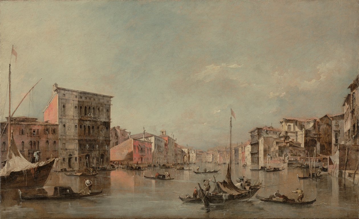 Canal Grande i Venezia med Palazzo Bembo av Francesco Guardi
