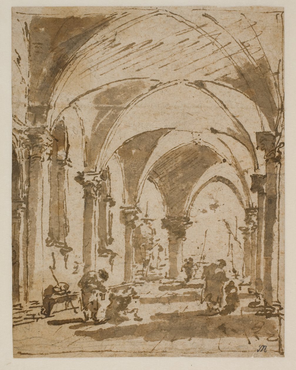 Arkaden til Dogepalasset mot Piazzetta av Francesco Guardi