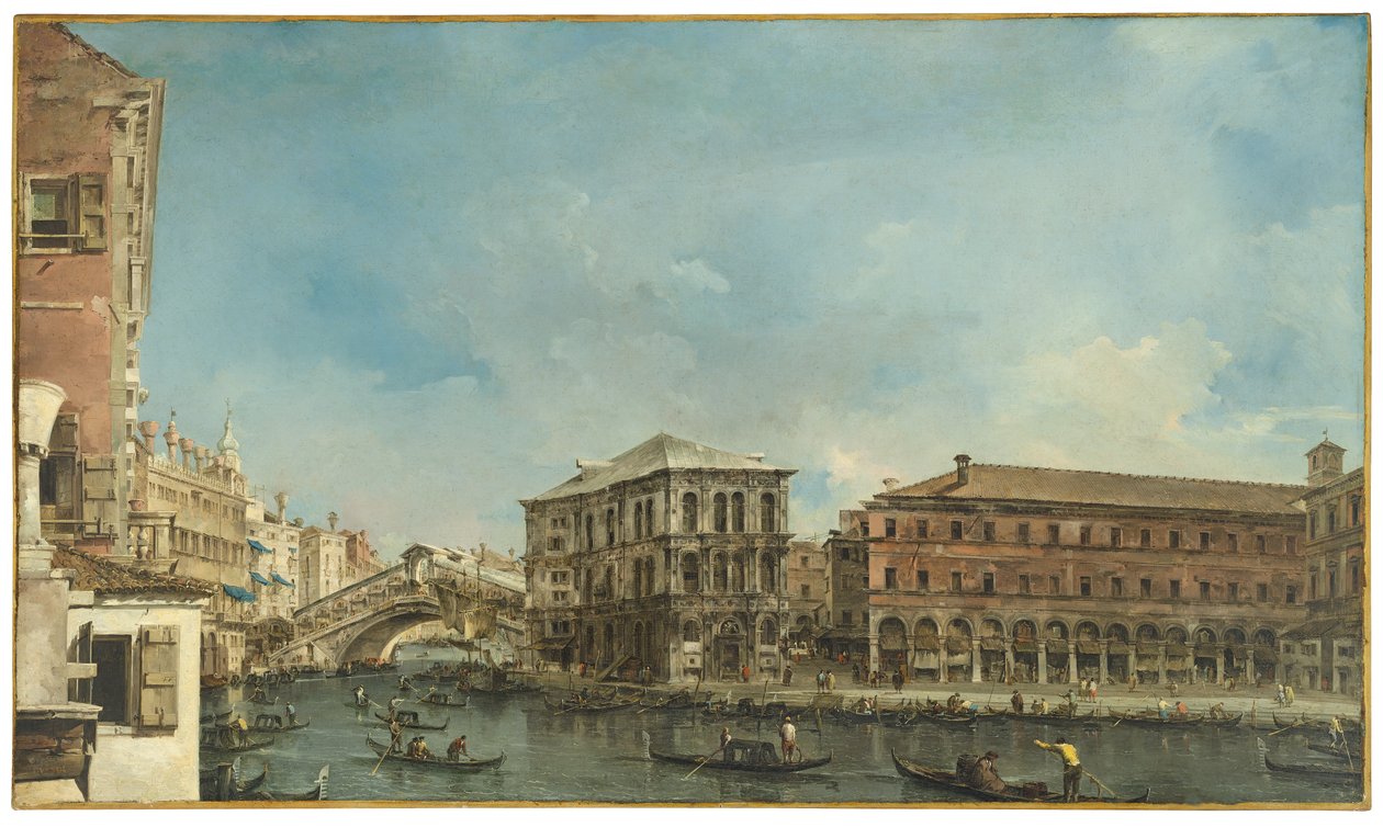 Venezia: Rialtobroen med Palazzo dei Camerlenghi av Francesco Guardi