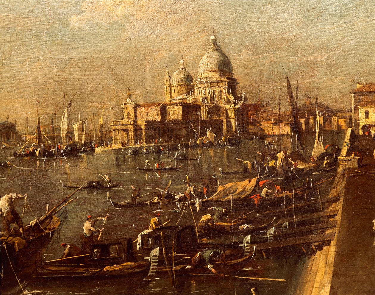 Utsikt over bryggen mot Santa Maria della Salute av Francesco Guardi