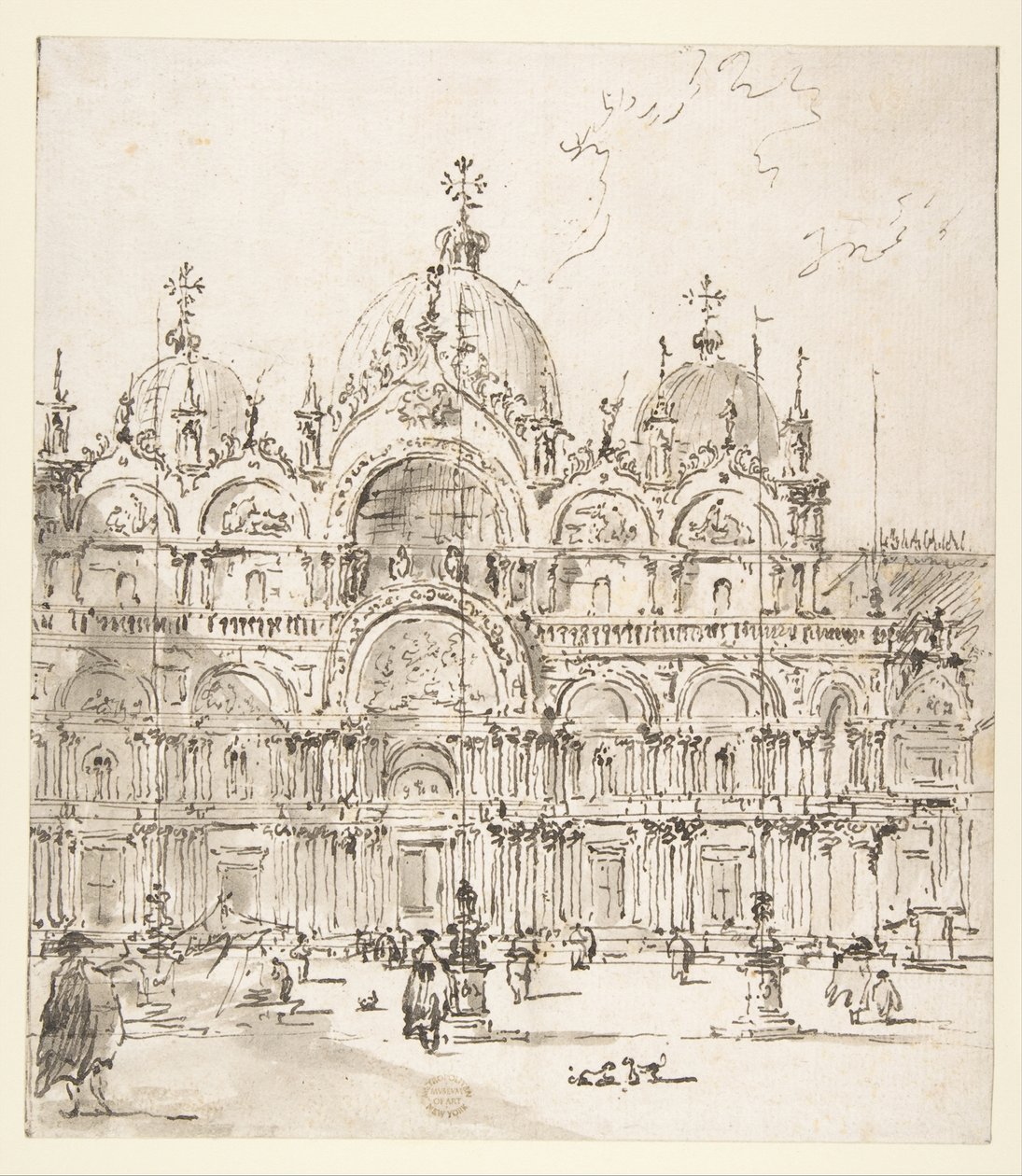Utsikt over plassen med Markuskirken av Francesco Guardi