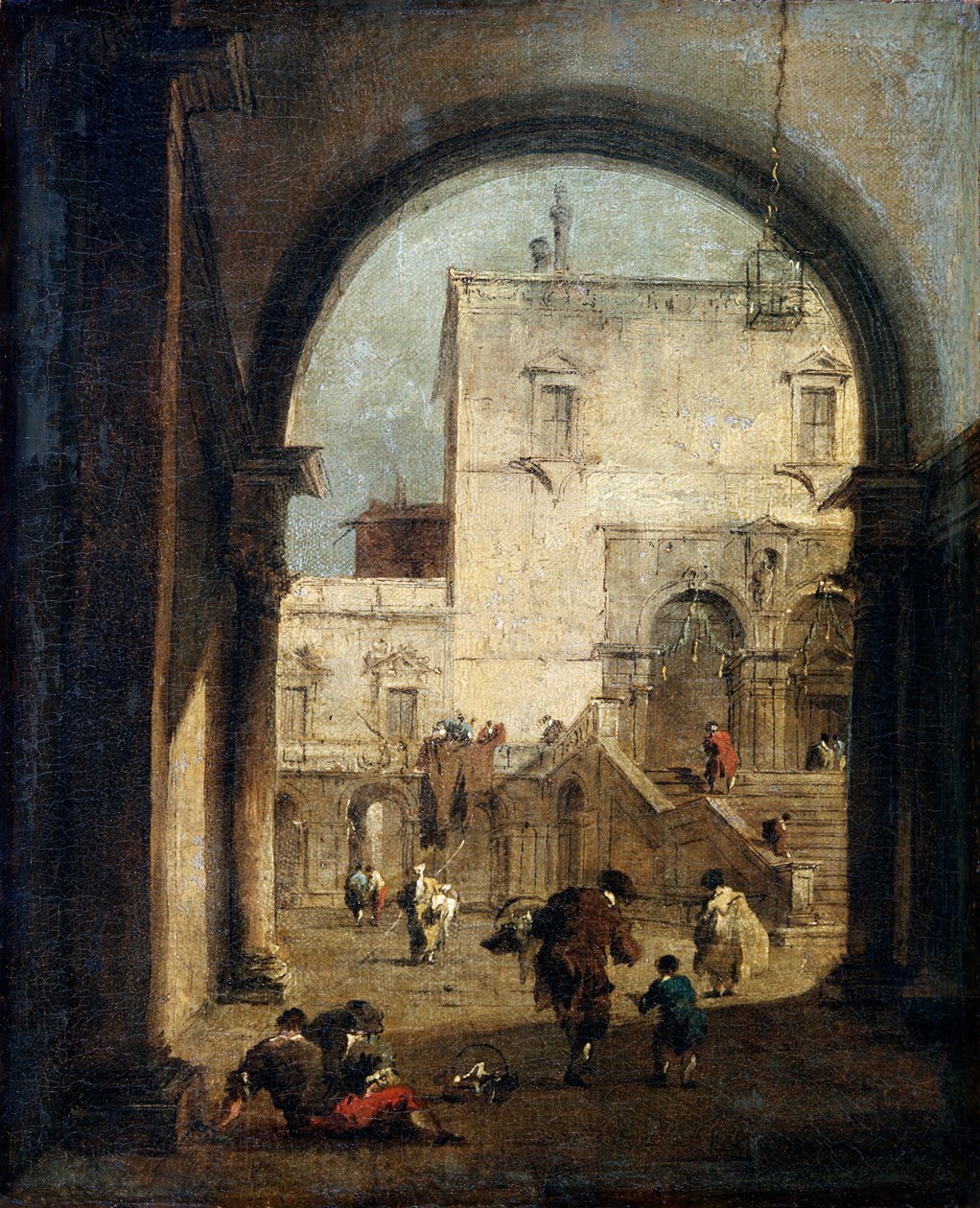 Utsikt over et torg og et palass, mellom 1775 og 1780. av Francesco Guardi
