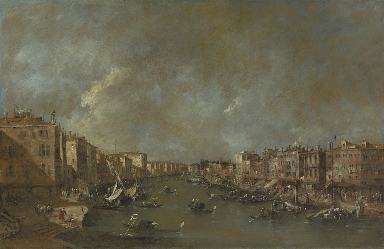 Utsikt over Canal Grande fra Ponte di Rialto, etter 1775 av Francesco Guardi