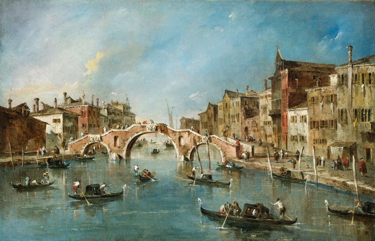 Utsikt over Cannaregio-kanalen, Venezia av Francesco Guardi