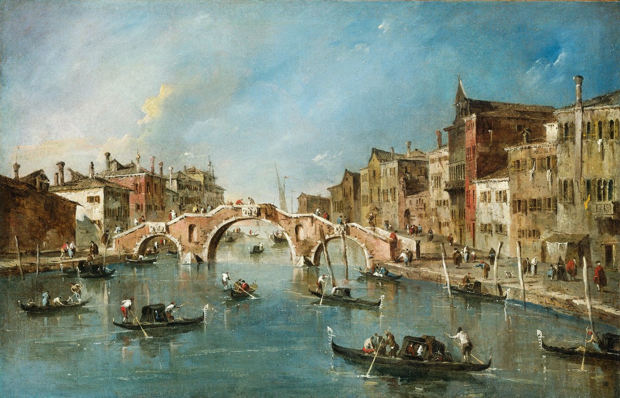 Utsikt over Cannaregio-kanalen, Venezia, ca. 1775-1780. av Francesco Guardi