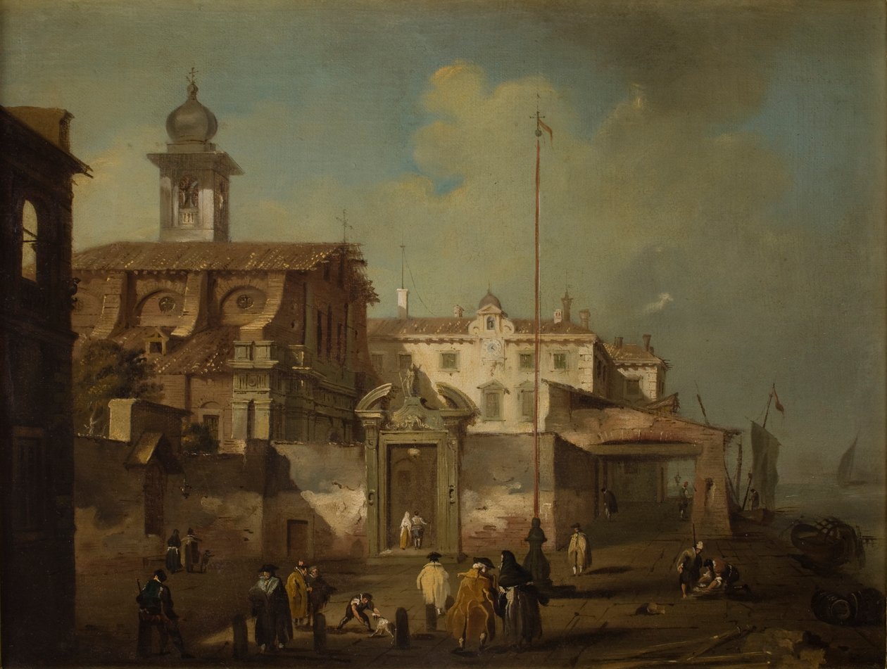 Utsikt over en italiensk by av Francesco Guardi