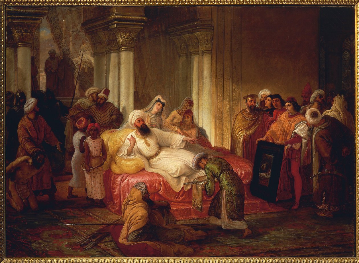 Gentile Bellini (1429-1507) og Mehmet II (1430-1481) av Francesco Hayez