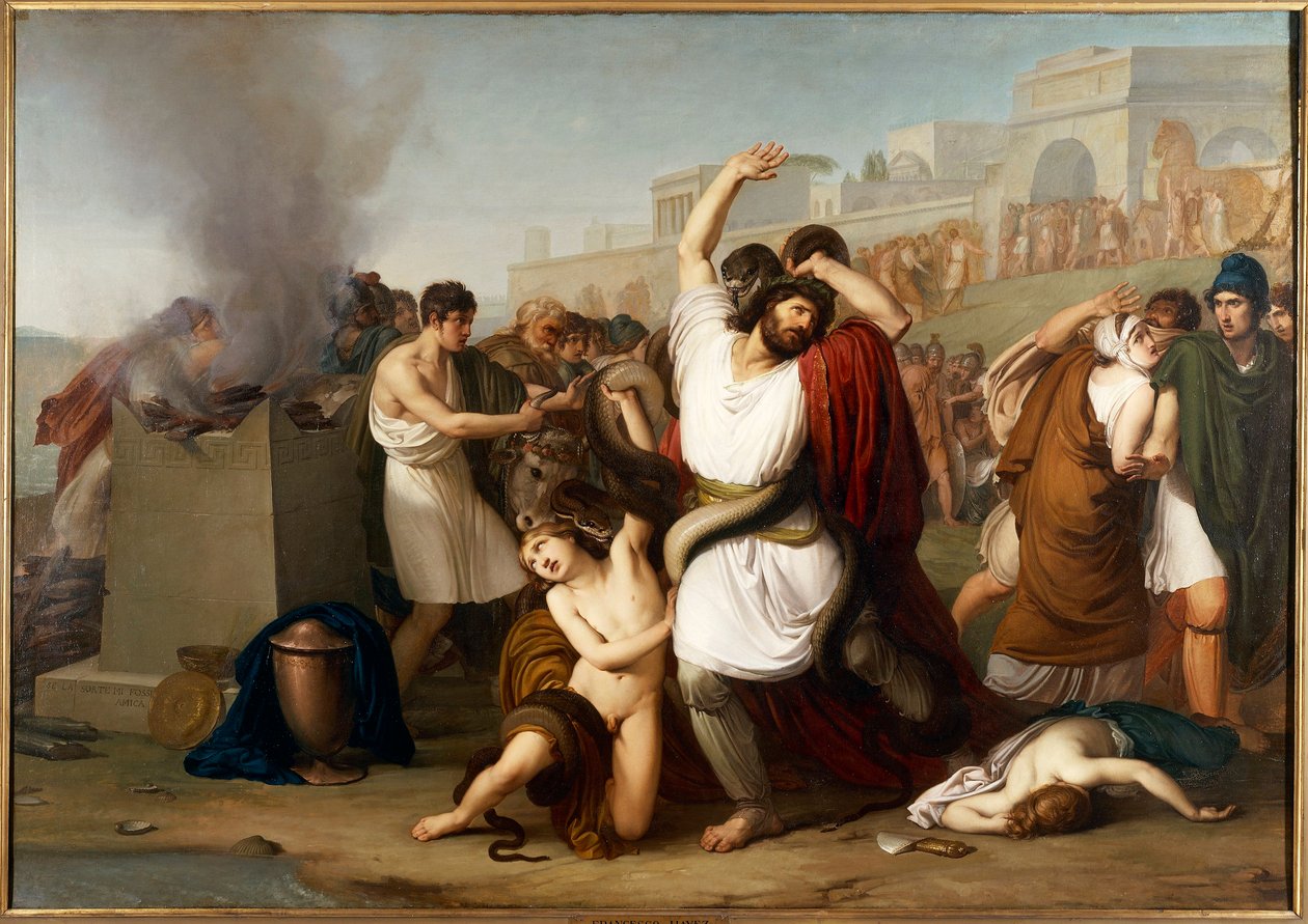Maleri av trojansk prest Laocoon, Milano, Italia av Francesco Hayez