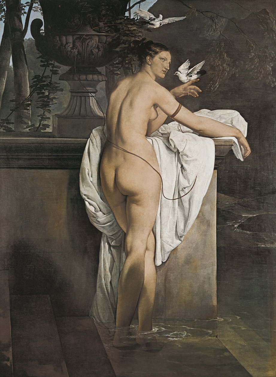 Portrett av ballerina Carlotta Chabert som leker med duer av Francesco Hayez