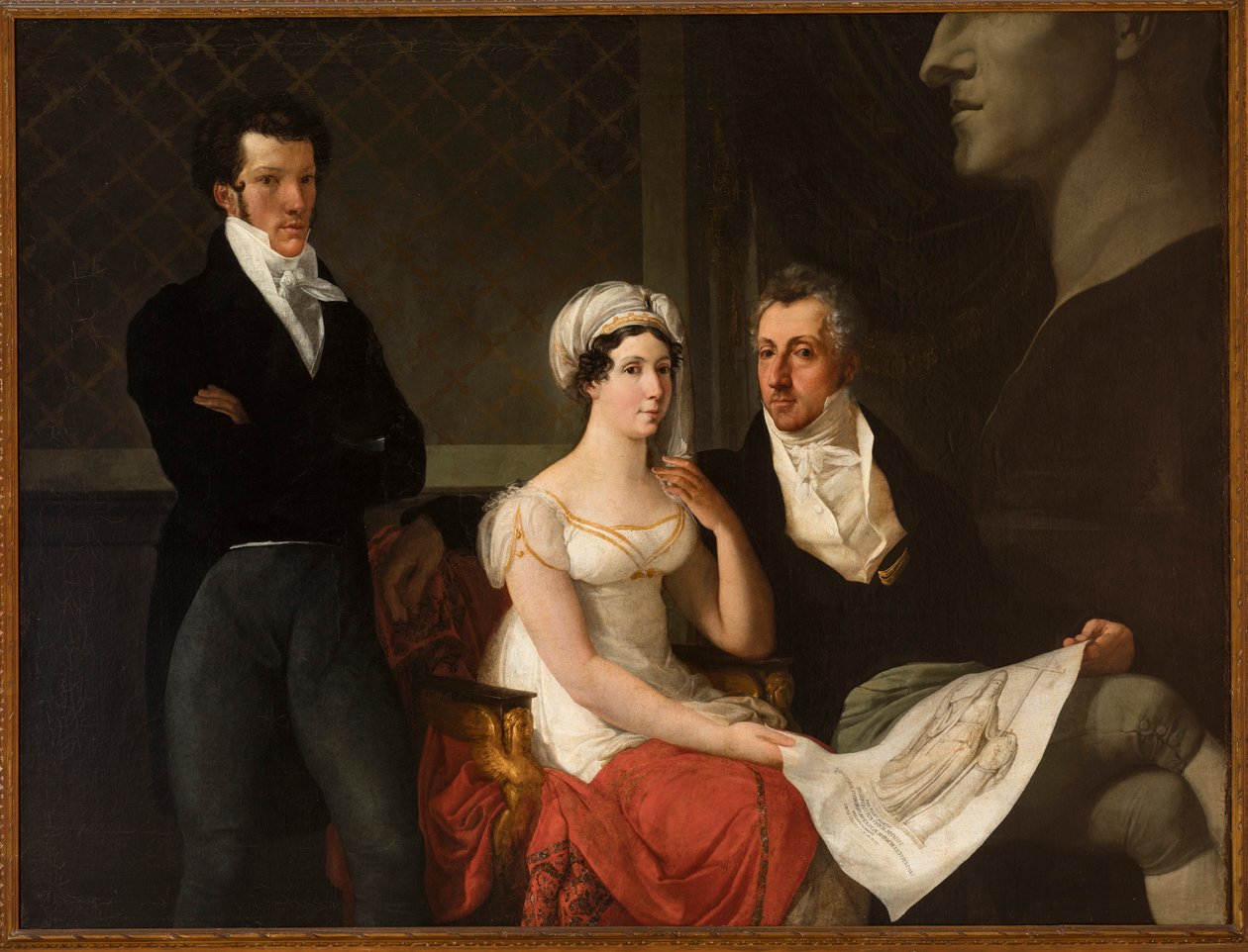 Portrett av Cicognara-familien, med bysten av Antonio Canova av Hayez, Francesco (1791-1882). Olje på lerret av Francesco Hayez