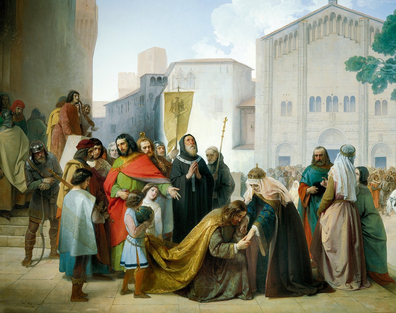 Forsoning av Otto II med sin mor Adelaide av Burgund av Francesco Hayez