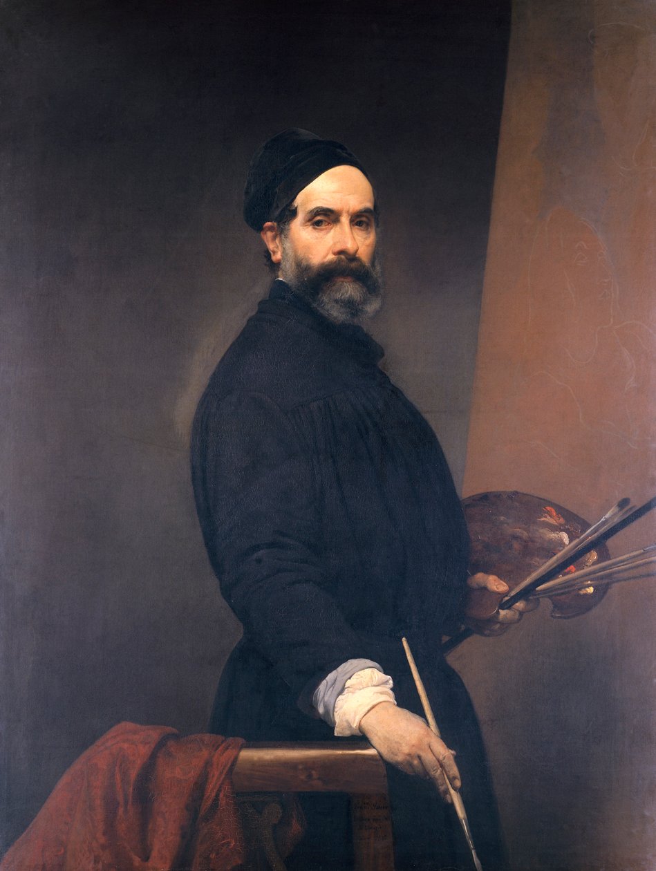 Selvportrett i en alder av 57, av Francesco Hayez (1791-1882), olje på lerret av Francesco Hayez