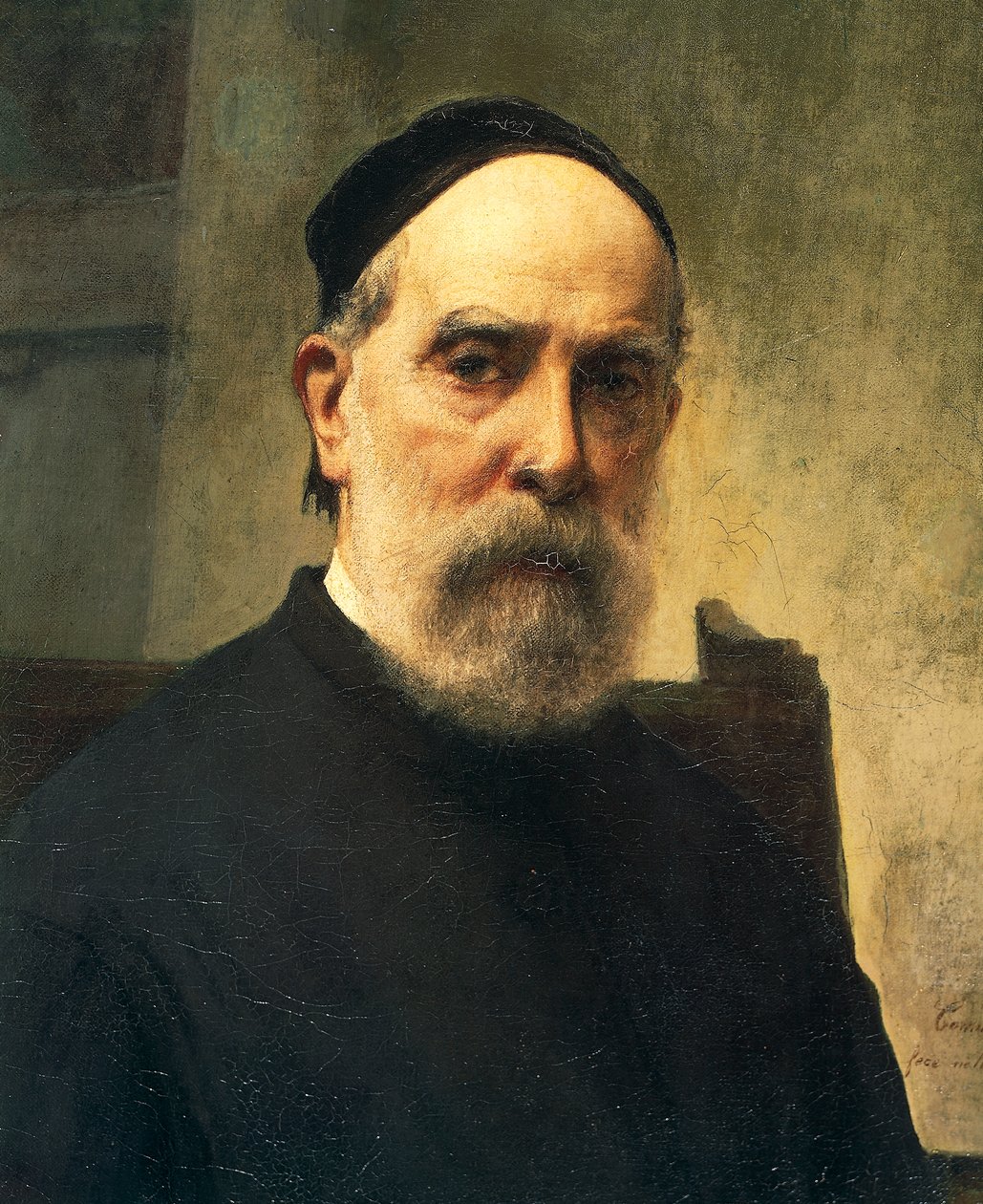 Selvportrett i en alder av 88, av Francesco Hayez (1791-1882), olje på lerret, 58x46 cm, detalj av Francesco Hayez