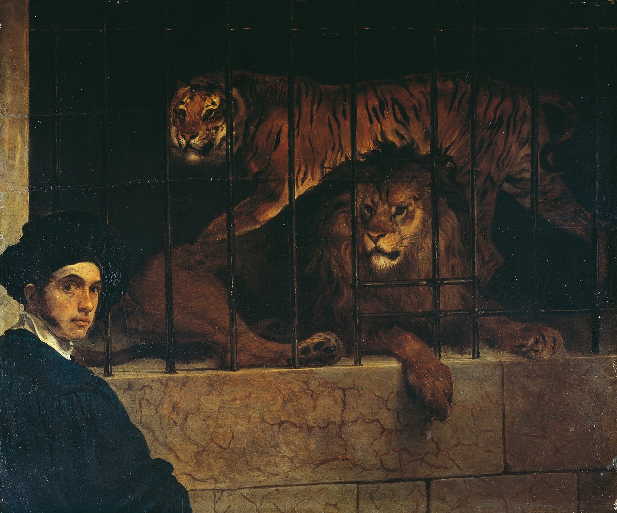 Selvportrett med en tiger og løve, av Francesco Hayez av Francesco Hayez