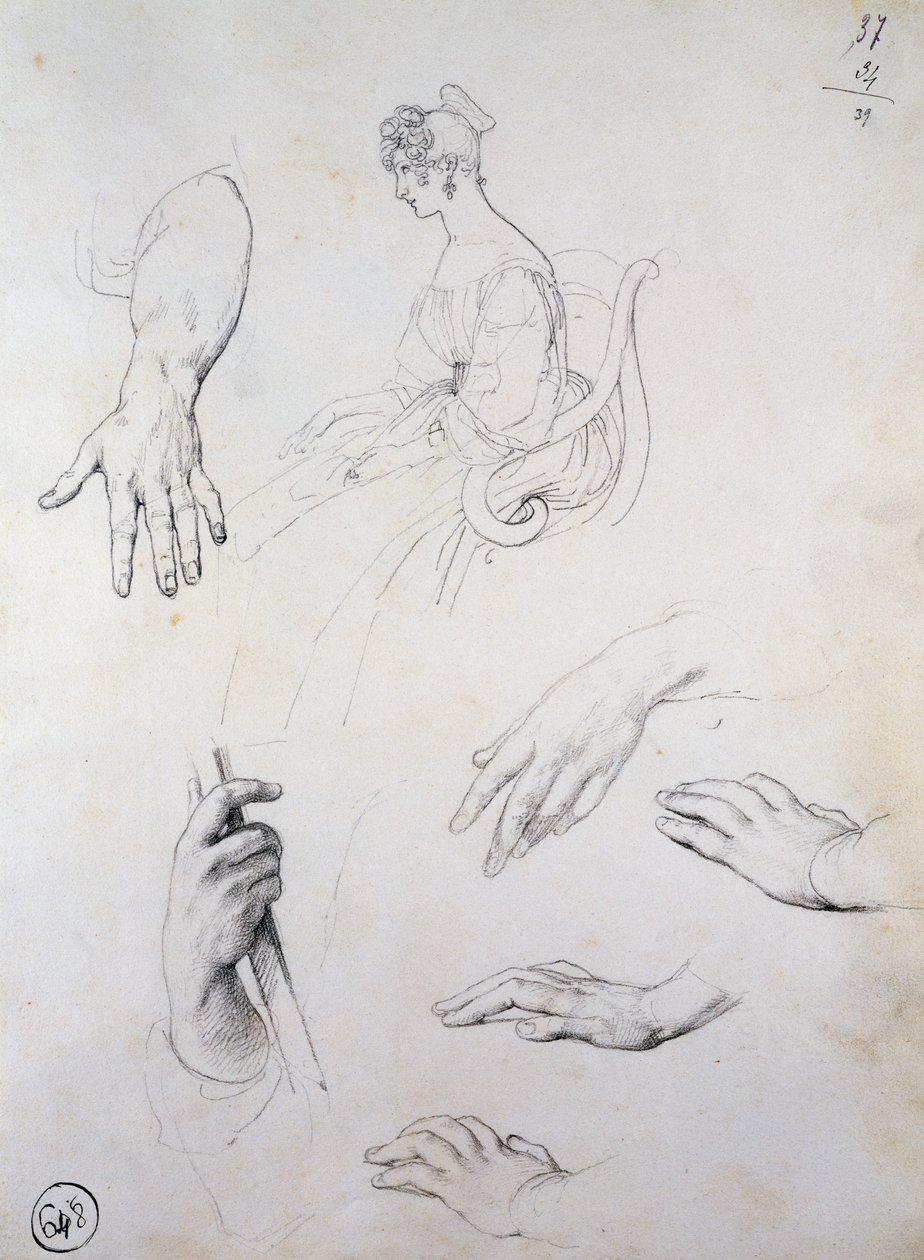 Studie for Portrait of Cristina Trivulzio Belgiojoso av Francesco Hayez
